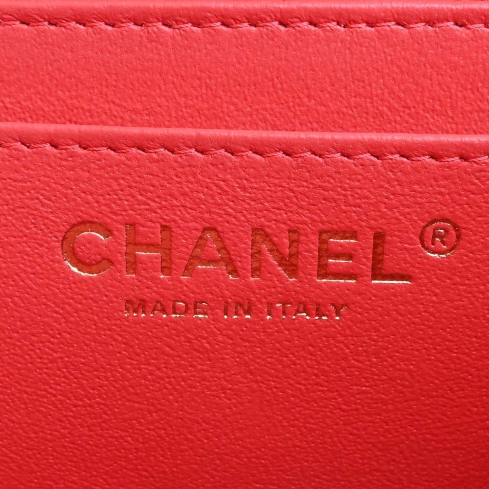 CHANEL Lambskin Mini Matelasse Coco Mark Chain Shoulder Bag Red Ladies - Picture 7 of 10